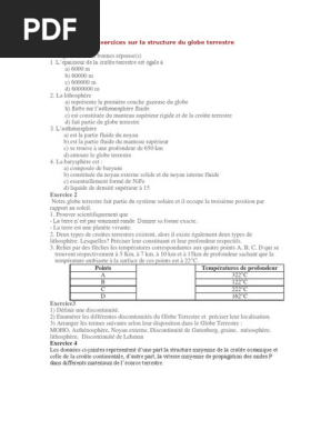 Exercices Sur La Structure Du Globe Terrestre Structure De La Terre Manteau Terrestre