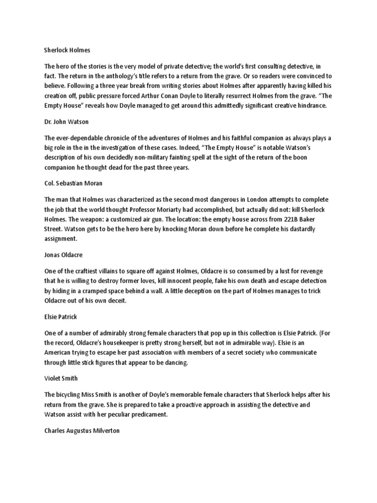 Description of sherlock holmes character image