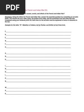 Acrostic French Indian War | PDF