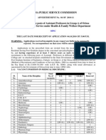 OPSC Jobs Vacancies Notification - Recruitment of Assistant Professors