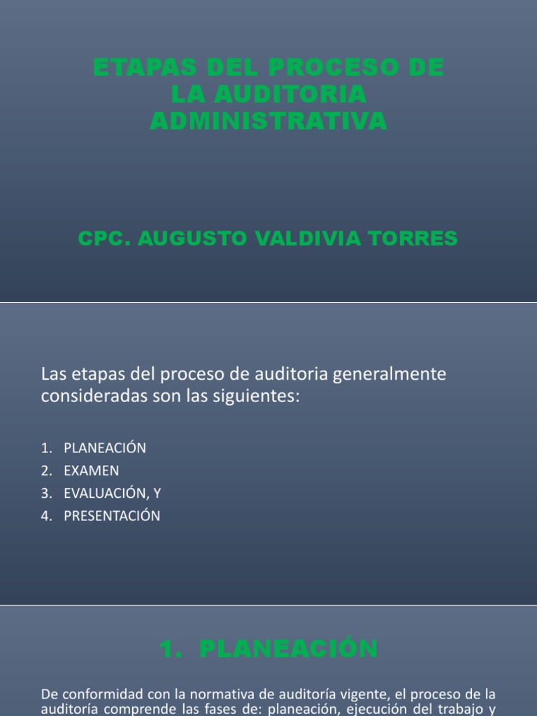 Etapas Del Proceso de La Auditoria Administrativa | PDF | Contralor ...