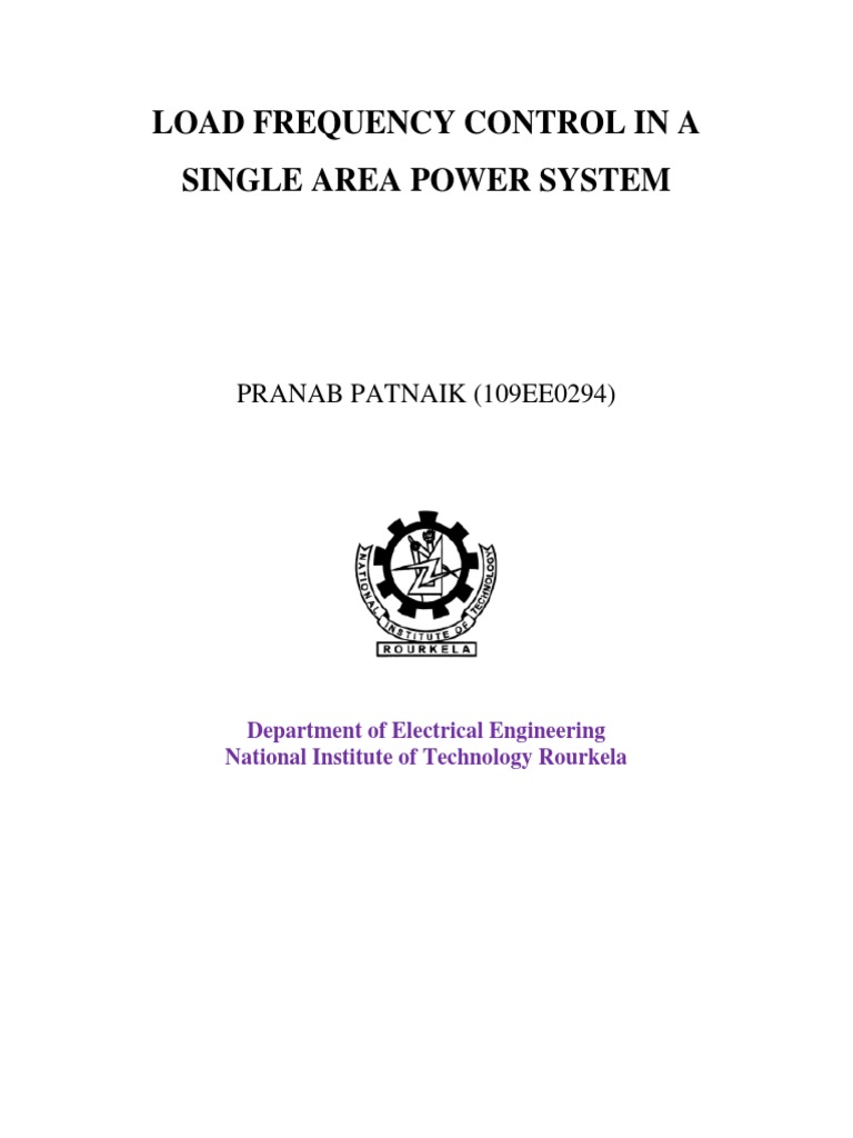 Load Frequency Control in A Single Area Power System: PRANAB PATNAIK ...