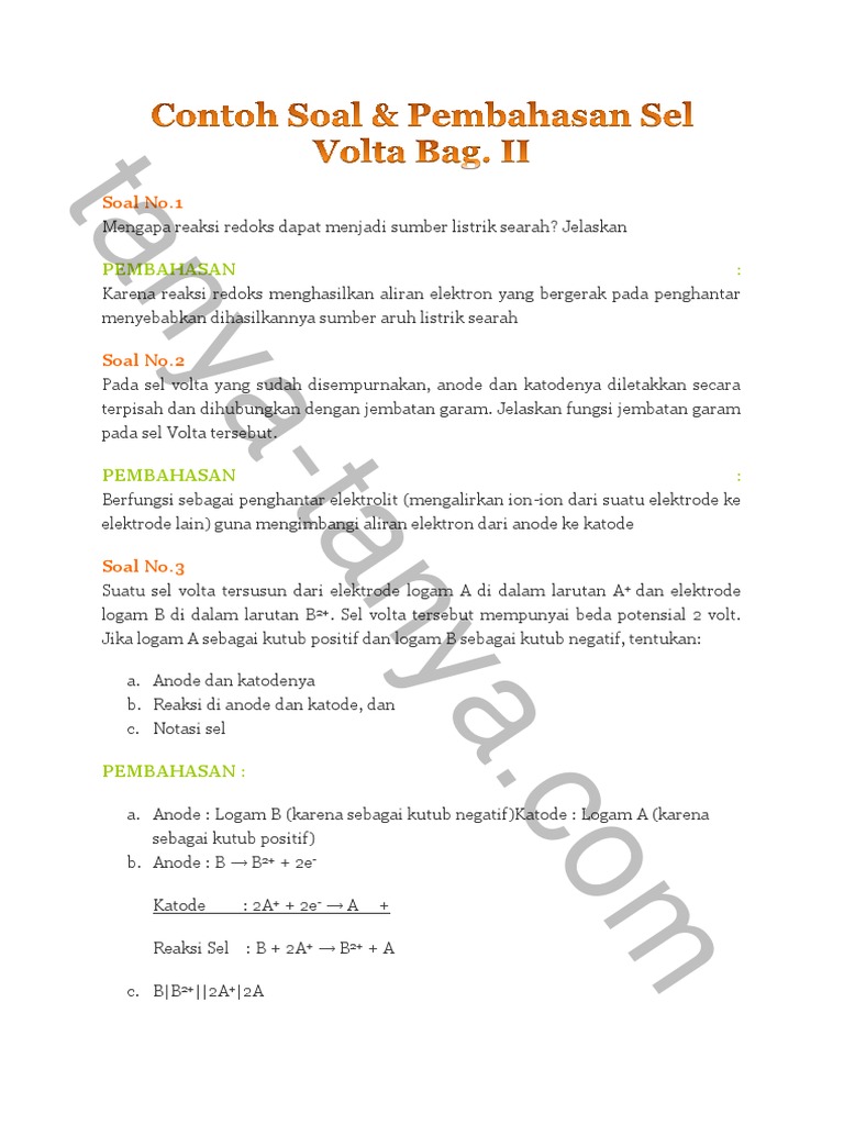 Contoh Soal Sel Volta 2