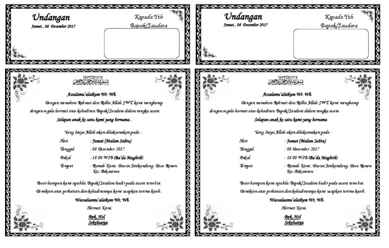 Undangan Selapan Bayi