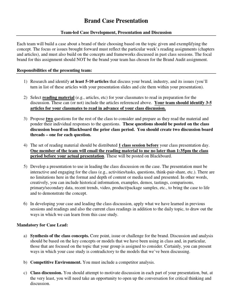 MKT 540 - Brand Case Assignment Details - Fall 2017 | PDF | Case Study ...