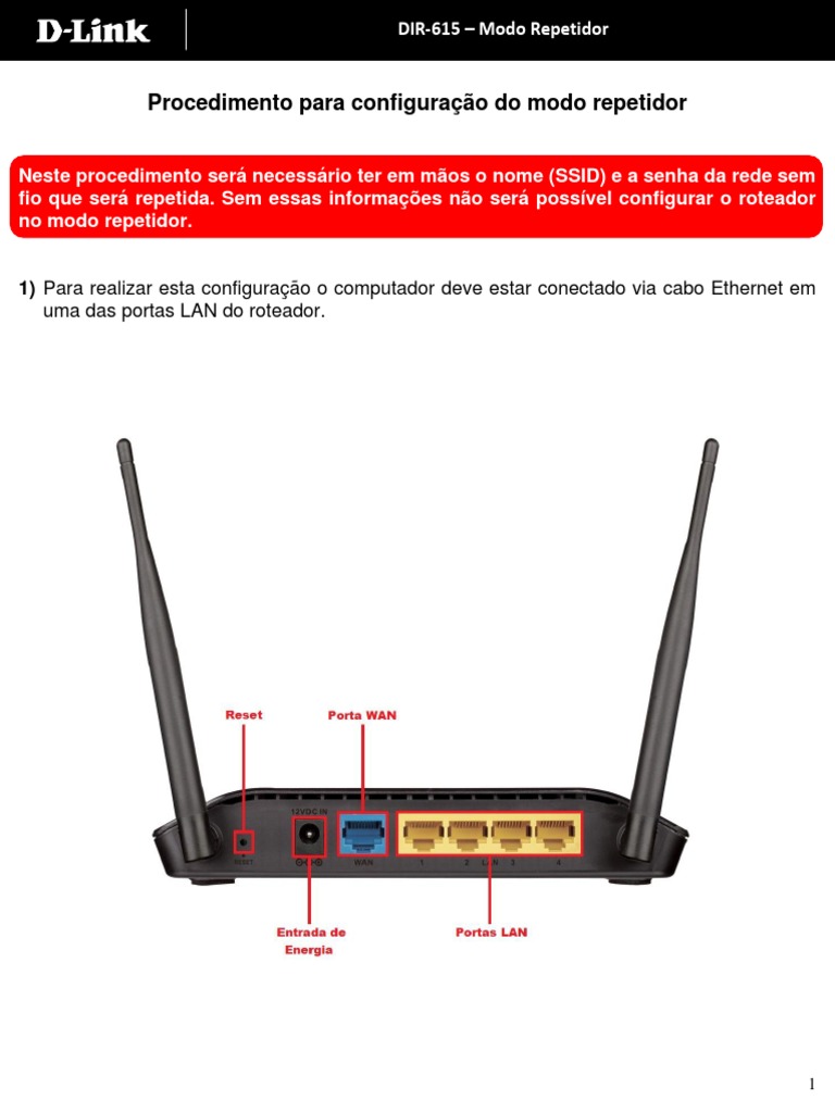Dir-615 T1 Repetidor | PDF | Roteador (Informática) | Sem Fio