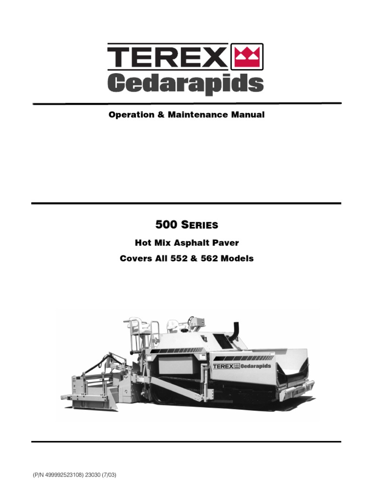 500 Series Pavers All 552 and 562 Models Manual 23030 | Mechanical  Engineering | Manufactured Goods