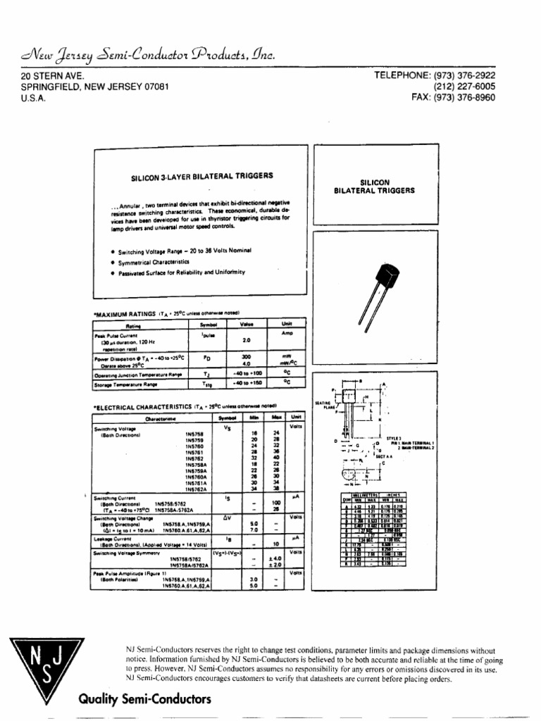 1N5758 Diode Datasheet Overview | PDF | Semiconductors | Electronic ...