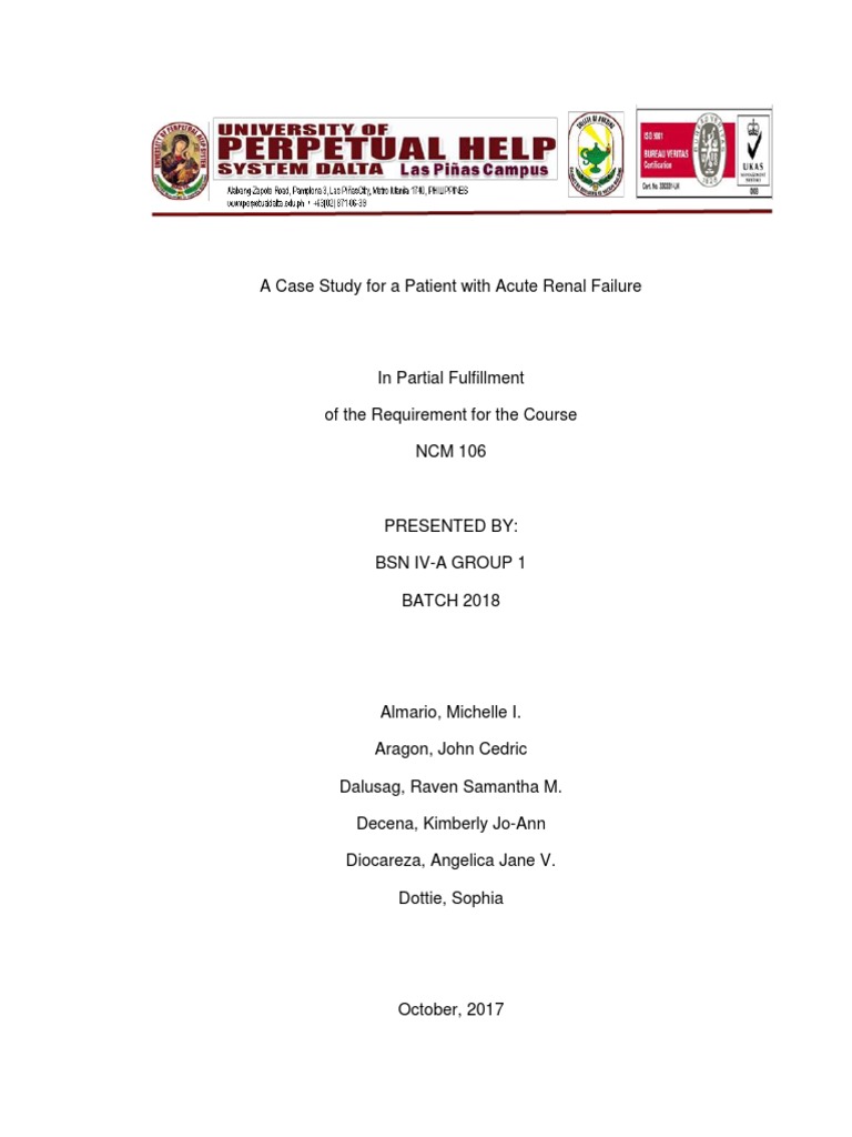 Acute Renal Failure Case Study Analysis | PDF | Kidney | Anemia