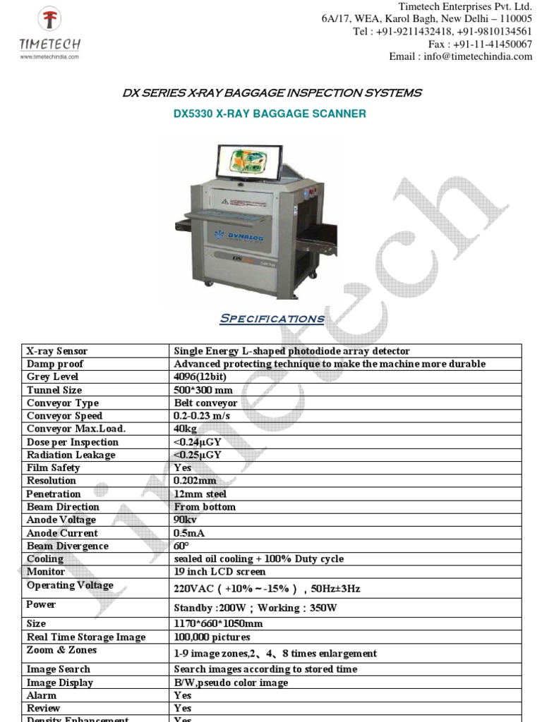 X Ray Baggage Scanners 5330 PDF X Ray Image Scanner