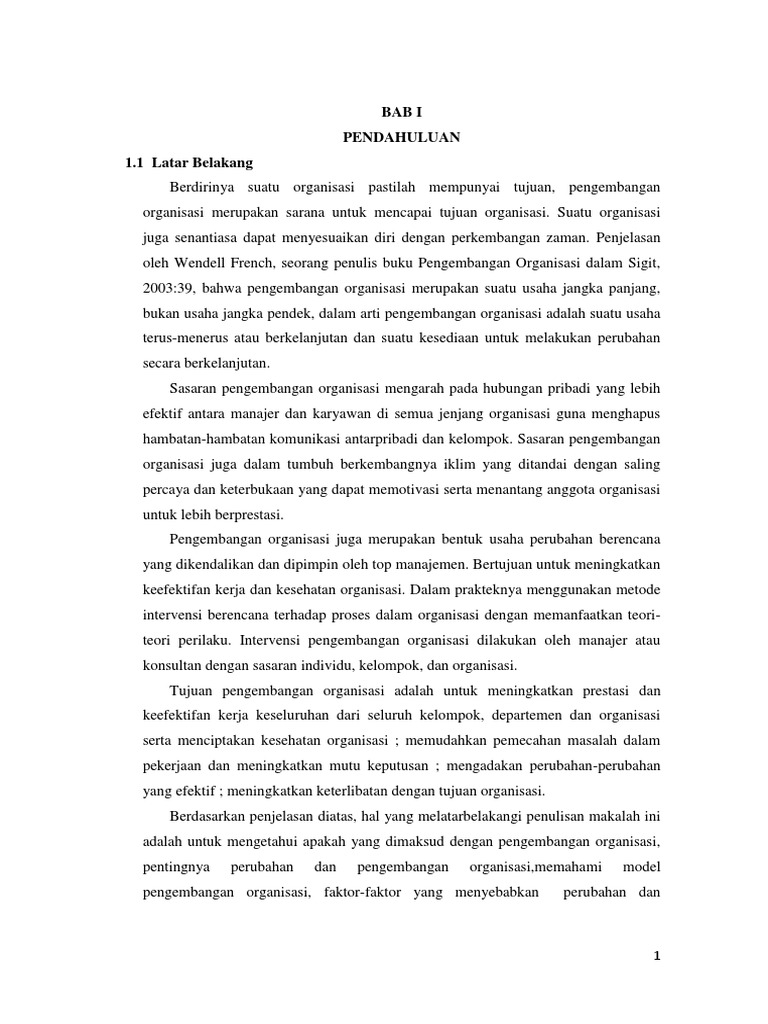 Makalah Perubahan Dan Pengembangan Organisasi