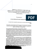 Carta Abierta Al Partido Comunista de México de La Delegación Mexicana Ante El VII Congreso de La IC