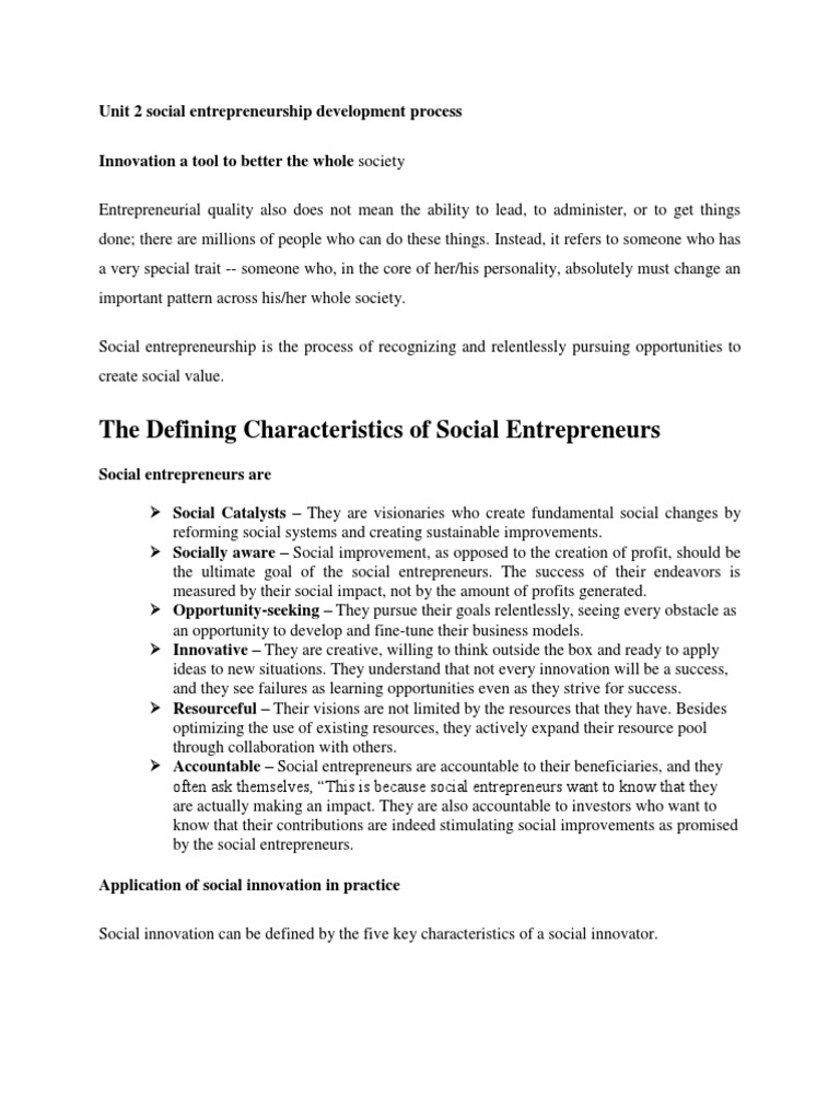 Social Entrepreneurship Development Process | PDF