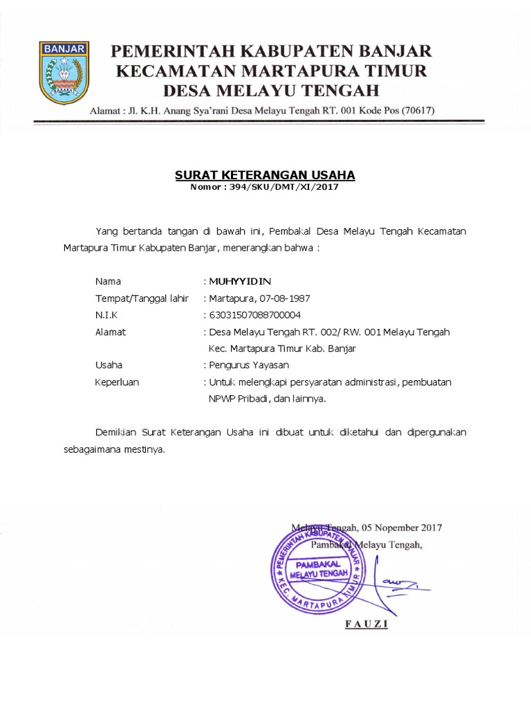 Surat Keterangan Usah1