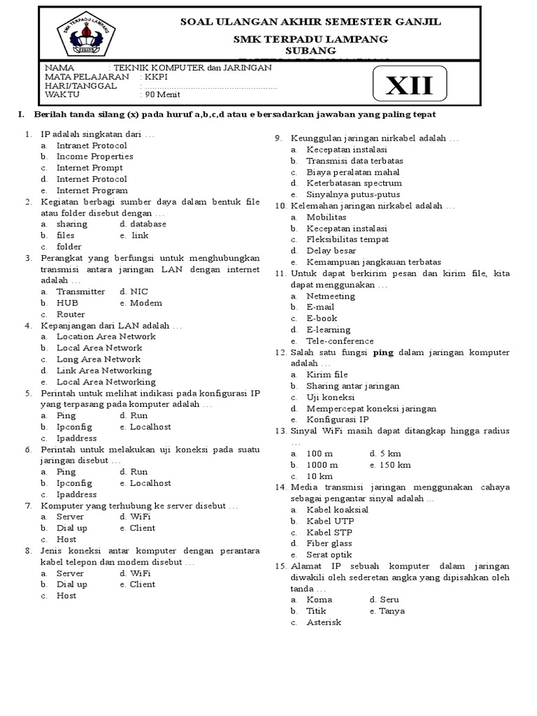 Soal Essay Kkpi Smk Kelas Xii