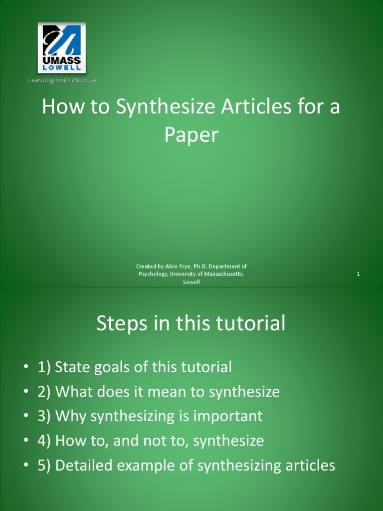 How To Synthesize Articles For A Paper - tcm18-117649 | PDF ...