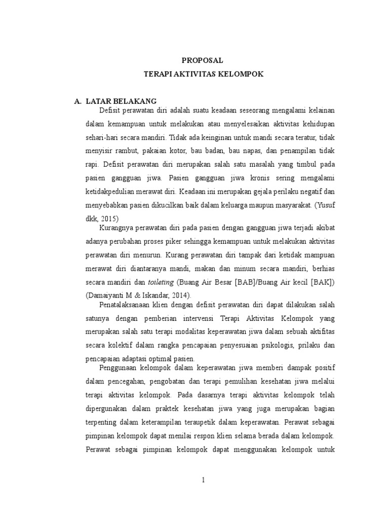 Proposal Tak Defisit Perawatan Diri
