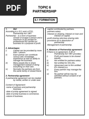 Notes Partnership Pdf Partnership Interest