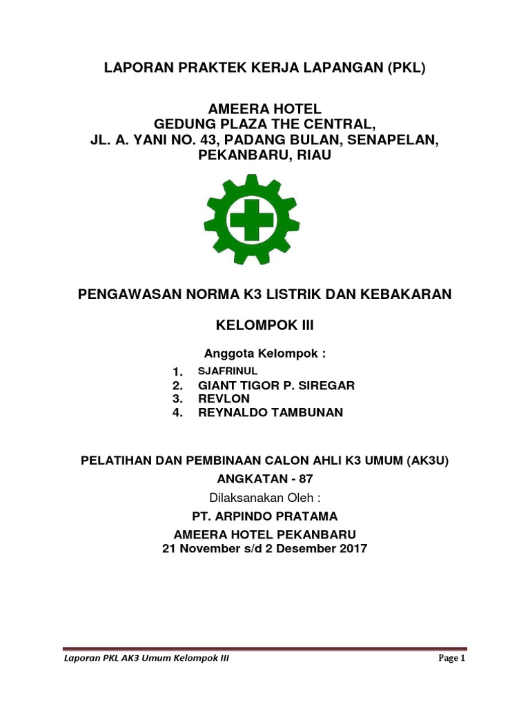 Contoh Laporan Kegiatan Ahli K3 Umum Kumpulan Contoh Laporan