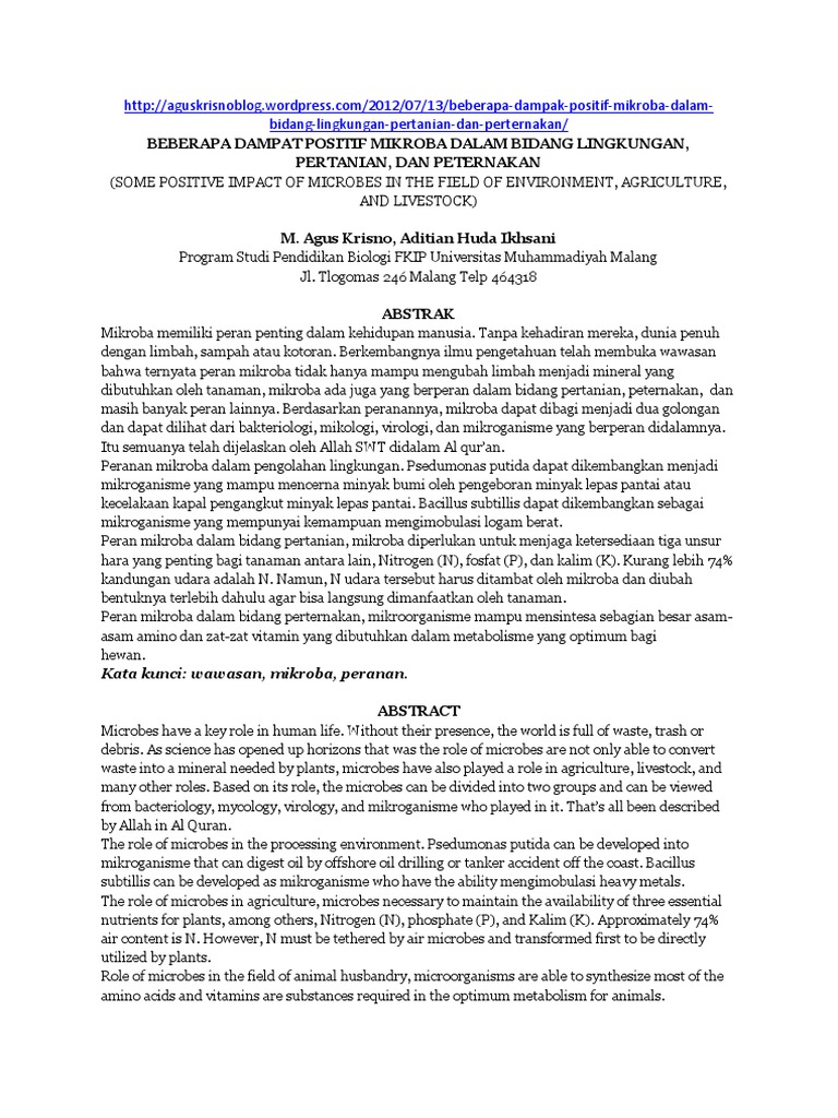 140167770 Dampak Positif Mikroba Dalam Bidang Lingkungan 140167770 Dampak Positif Mikroba Dalam Bidang Lingkungan