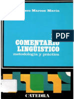 Marcos Marín, F. (1988) El Comentario Lingüístico (Metodología y Práctica) 1