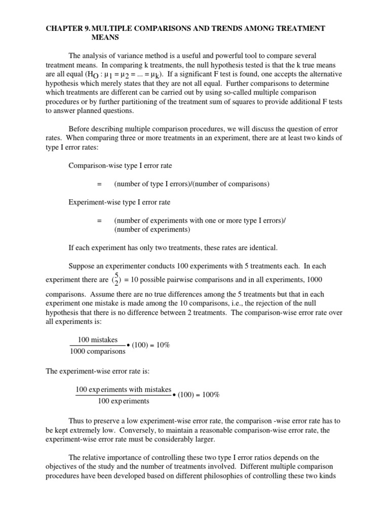 Multiple Comparisons in Treatment Means | PDF | Multiple Comparisons ...