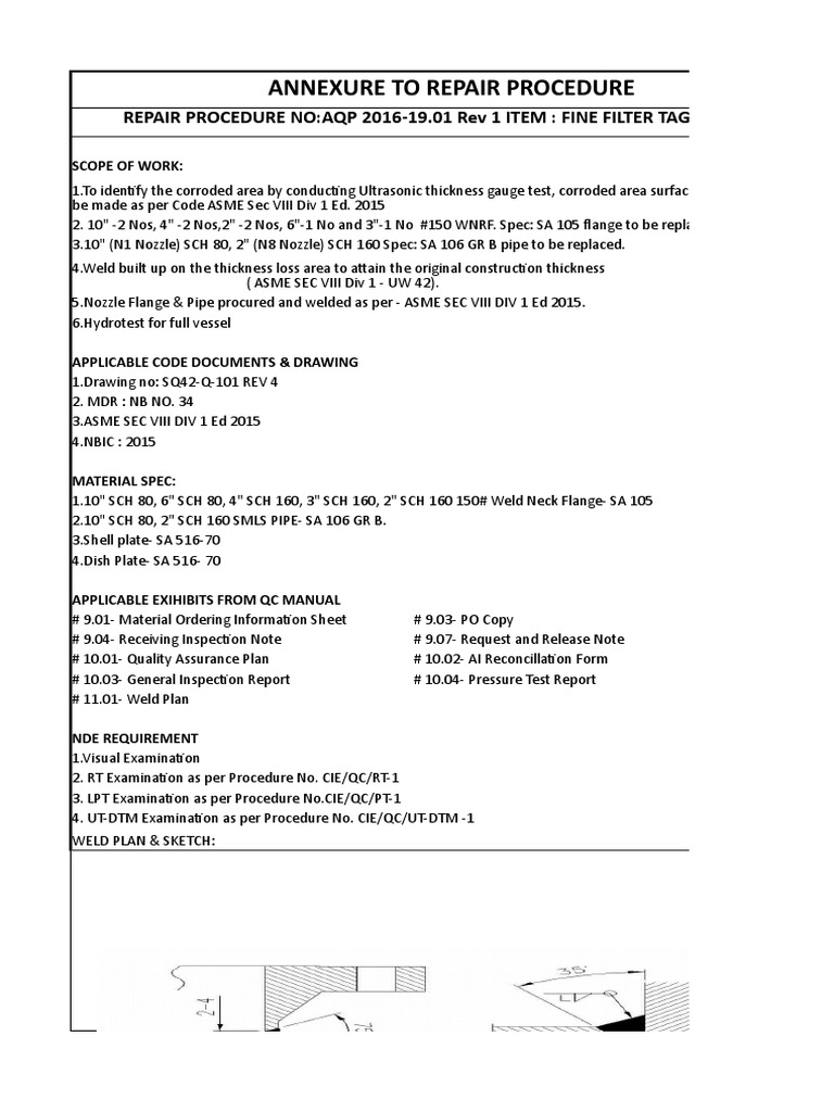 Repair Procedure ANNEXURE PDF Pipe (Fluid Conveyance) Welding