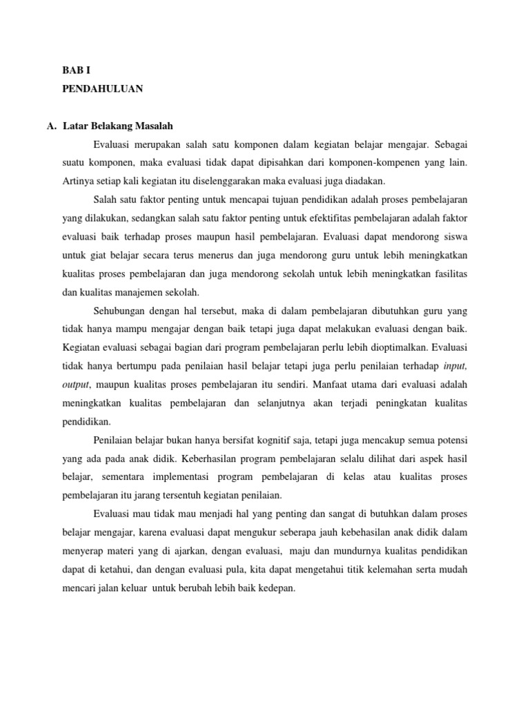 Makalah Evaluasi Pembelajaran Indonesia