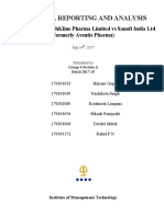 Financial Reporting and Analysis: Project: Glaxosmithkline Pharma Limited Vs Sanofi India LTD (Formerly Aventis Pharma)