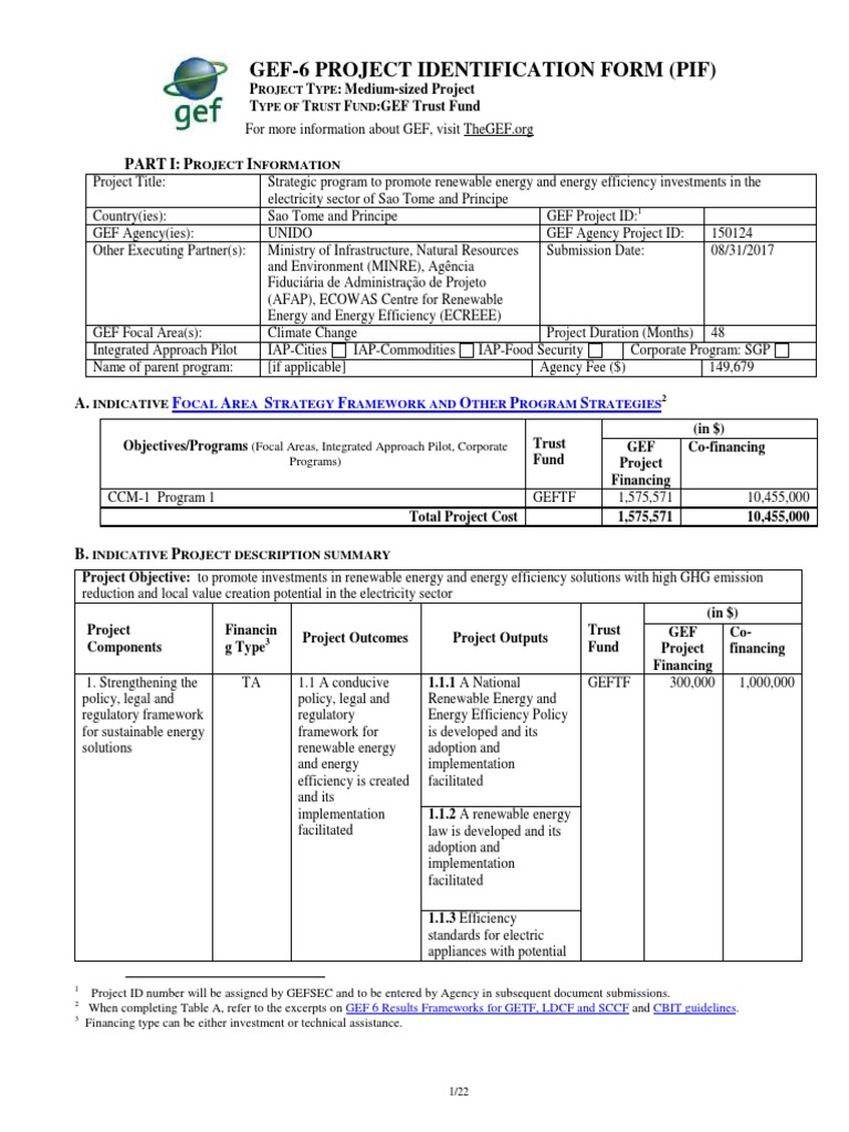 Unido Gef 6 Pif MSP Sao Tome and Principe Signed | PDF | Renewable ...
