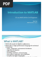 CE 205-MATLAB For Civil Engineers: Irfan Turk Fatih University, 2013-14