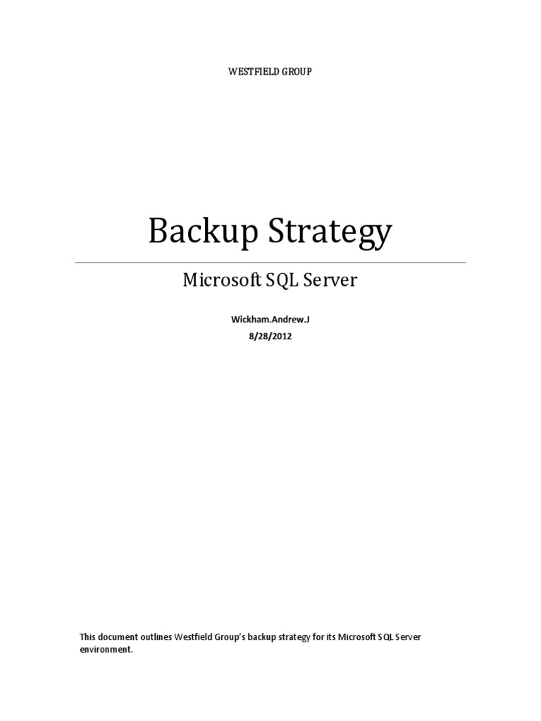 Backup Strategy: Microsoft SQL Server | PDF | Backup | Databases