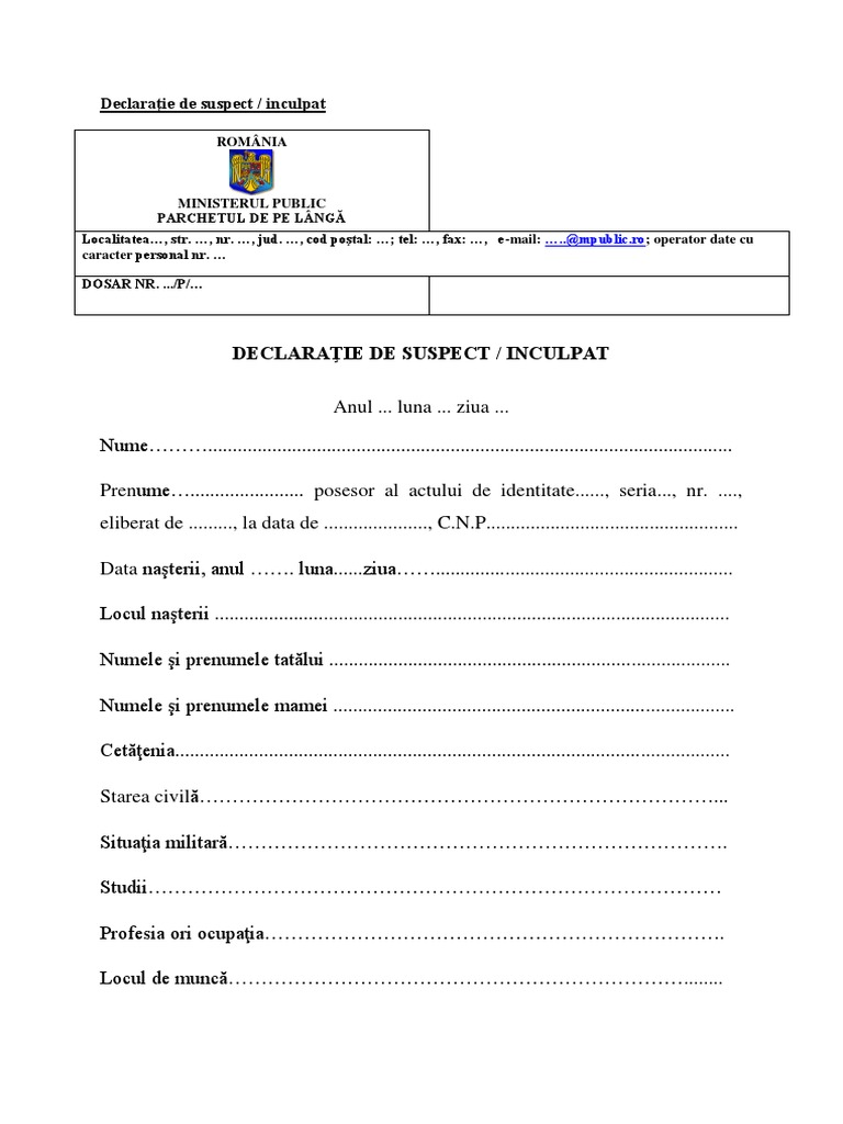 Declaraţie de Suspect | PDF