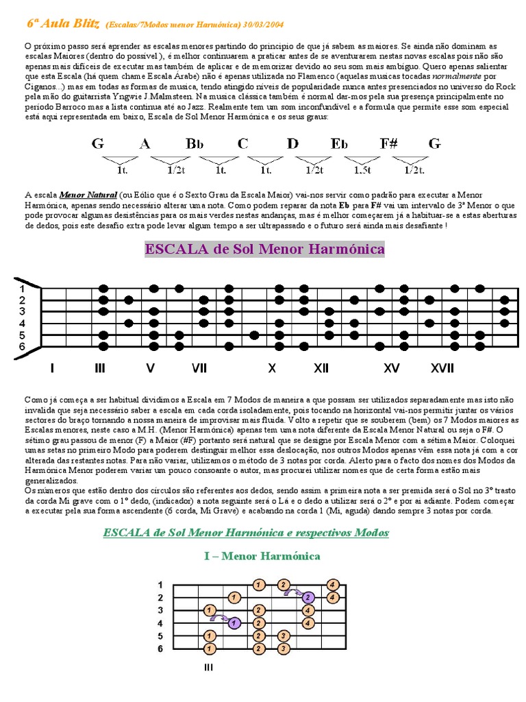 Modos da Escala Menor Harmônica | PDF | Escala (música) | Harmônica