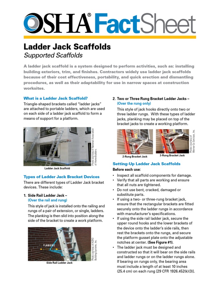Ladder Jack Scaffold OSHA3857 | PDF | Occupational Safety And Health ...