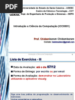 Lista de Exercicios  sobre algoritmos