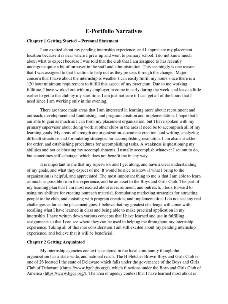 Ahs 8100 E-Portfolio Narratives | PDF | Internship | Job Hunting