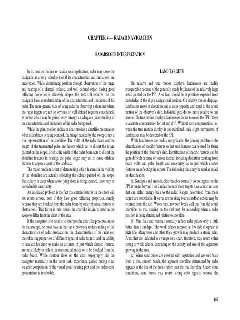 Chapter 4 Radar Navigation PDF Radar Reflection (Physics)