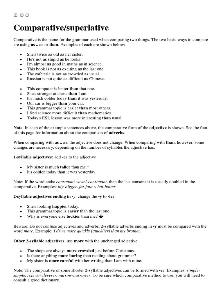 Comparatives And Superlatives Adjective Adverb