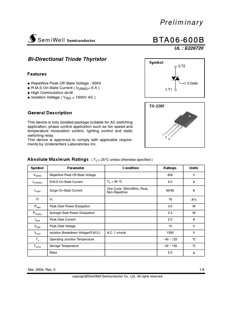 Bta06 600B | PDF | Components | Electrical Equipment