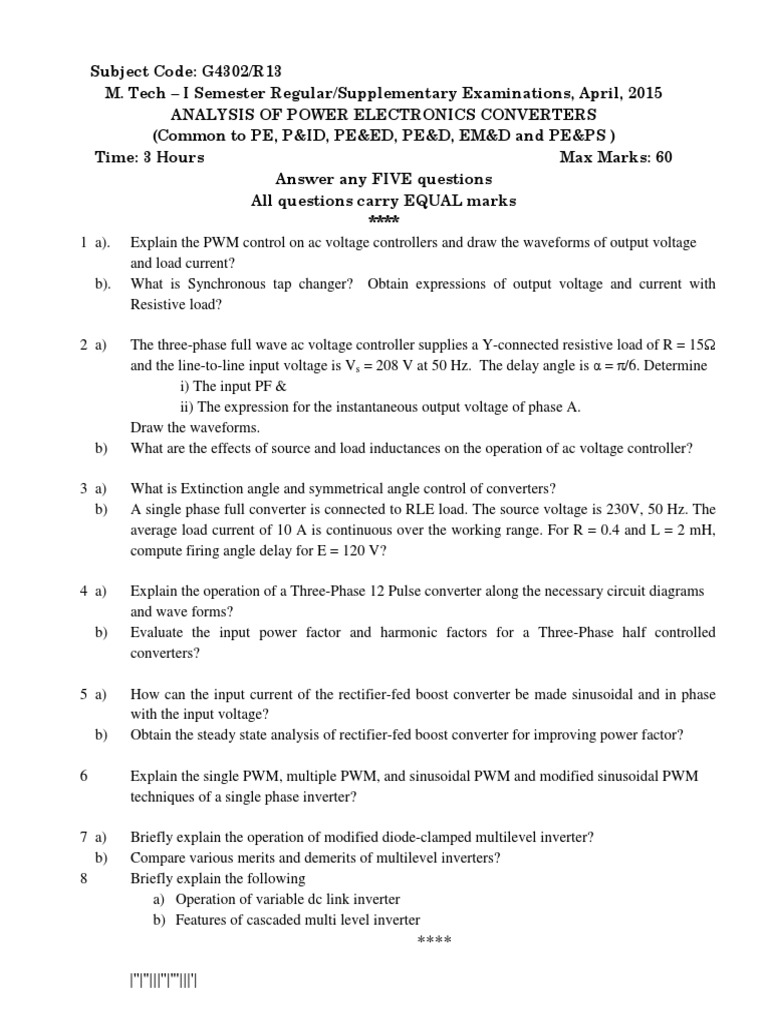Power Electronics Converters Exam Guide | PDF | Power Inverter | Power ...