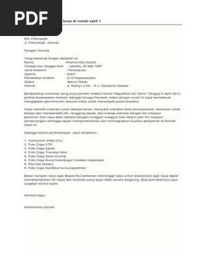 Download 72+ Contoh Surat Surat Lamaran Kerja Rumah Sakit Doc Gratis Terbaru