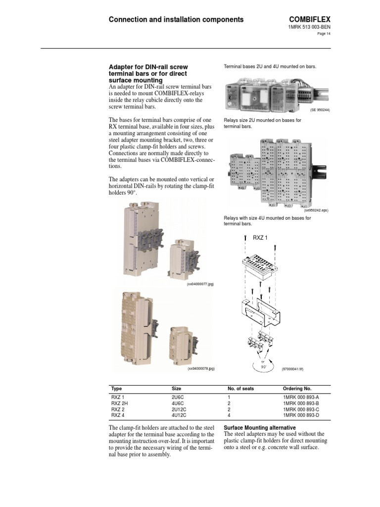RX Bases With Din Rail Mounting | PDF | Screw | Relay