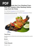 Resep Memasak Dan Cara Membuat Pepes Ikan Mas Majalaya Khas Bandung Selatan Yang Enak Dan Sedap