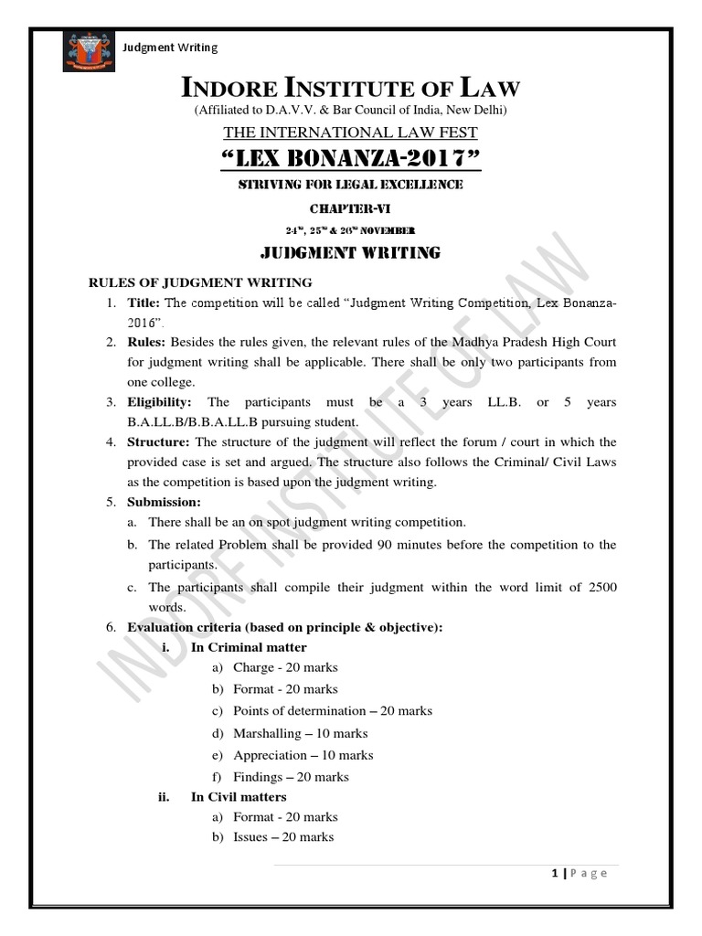 Judgment Writing Competition Judgment (Law) Precedent