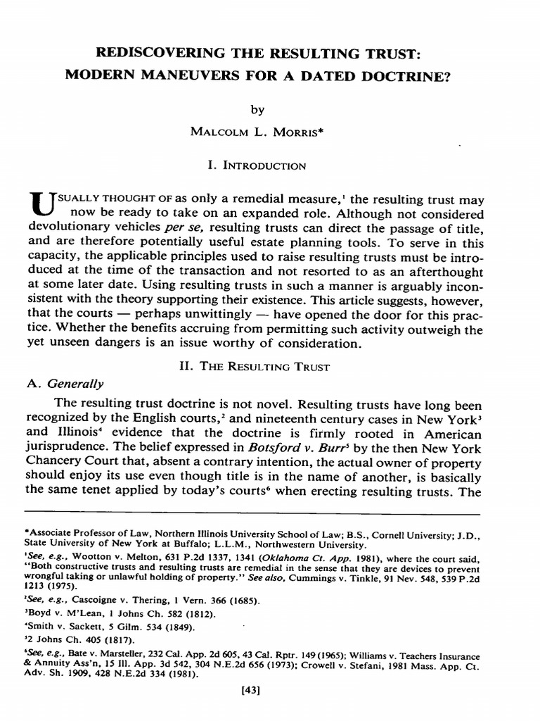 Modern Uses of Resulting Trusts | PDF | Concurrent Estate | Trust Law