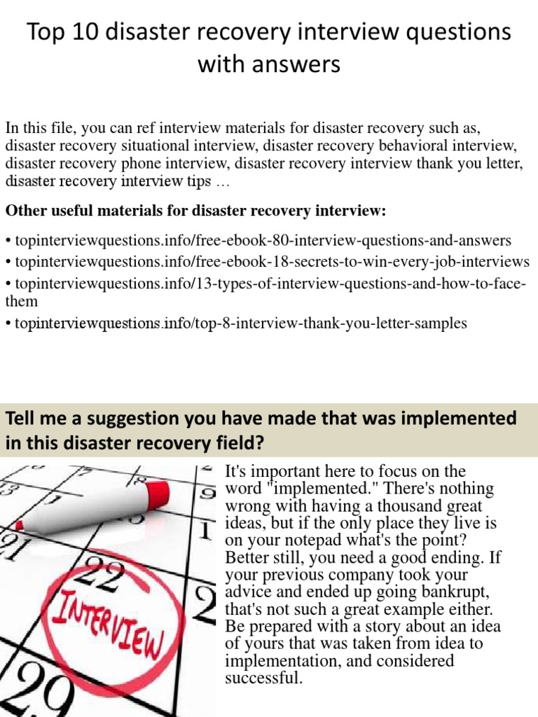 Top 10 Disaster Recovery Interview Tips | PDF | Job Interview ...