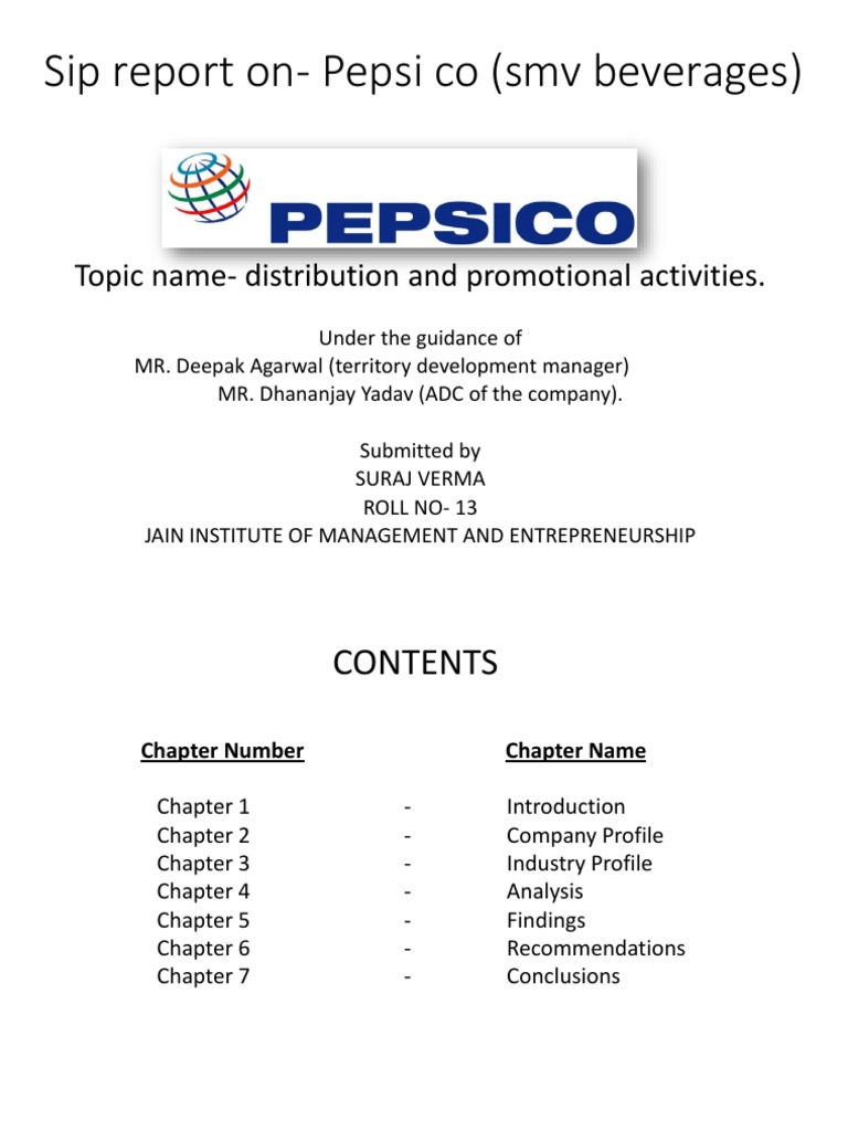 PepsiCo Distribution and Promotion Analysis | PDF | Pepsi | Retail