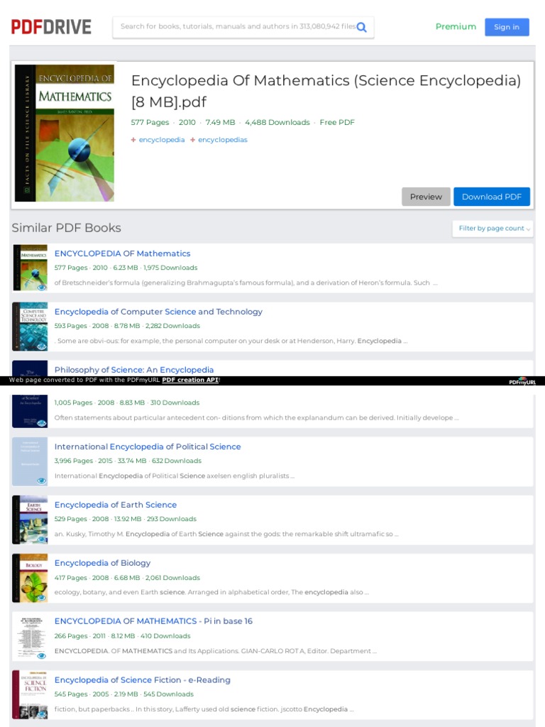 Https Www Pdfdrive Net Encyclopedia of Mathematics Science Encyclopedia