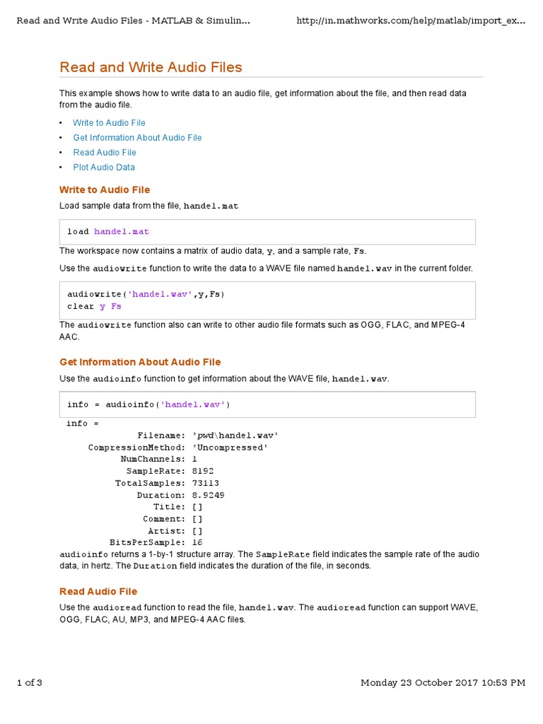 Read and Write Audio Files | PDF | Computer File | Computer File Formats